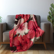 Red Hibiscus Flowers Floral Design Printed Sherpa Fleece Blanket