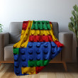 Realistic Lego Block Seamless Pattern Design Printed Sherpa Fleece Blanket