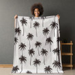 Minimalistic Palm Trees Tropical Summer Design Printed Sherpa Fleece Blanket