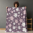 Plum Flowers Pattern Floral Design Printed Sherpa Fleece Blanket