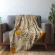 Oranges And Flowers Chinoserie Avignon Floral Design Printed Sherpa Fleece Blanket