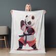 Panda Doing Karate Posture Printed Printed Sherpa Fleece Blanket Animal Design
