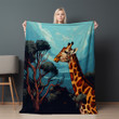 Towering Giraffe Animal Design Printed Sherpa Fleece Blanket