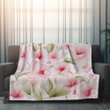 Pink Hibiscus Flowers Floral Design Printed Sherpa Fleece Blanket