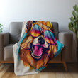 Portrait Of Funny Dog Colorful Painting Printed Printed Sherpa Fleece Blanket