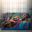 Sloth With Bright Smile Animal Design Printed Sherpa Fleece Blanket