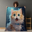 Surprised Expression Of A Cute Cat Printed Printed Sherpa Fleece Blanket