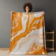 Orange And White Marble Printed Printed Sherpa Fleece Blanket Texture Design