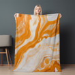 Orange And White Marble Printed Printed Sherpa Fleece Blanket Texture Design