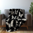 Monochrome Butterfly Pattern Animal Design Printed Sherpa Fleece Blanket