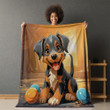 Lovely Dog Playing With Balls Printed Printed Sherpa Fleece Blanket