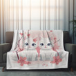Lovely Two Cats In Light Pink Pattern Printed Printed Sherpa Fleece Blanket