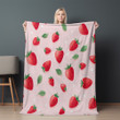Modern Strawberry Fruit Pattern Design Printed Sherpa Fleece Blanket