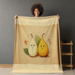 Pear Couple Fruit Cartoon Design Printed Sherpa Fleece Blanket