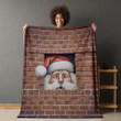 Santa Through Brick Wall Christmas Winter Design Printed Sherpa Fleece Blanket