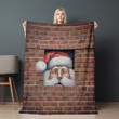 Santa Through Brick Wall Christmas Winter Design Printed Sherpa Fleece Blanket