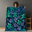 Violet Emerald Flowers Floral Design Printed Sherpa Fleece Blanket