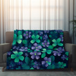 Violet Emerald Flowers Floral Design Printed Sherpa Fleece Blanket