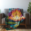 Landscape Of River By Forest Colorful Rainbow Printed Printed Sherpa Fleece Blanket