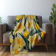 Joyful Spring Daffodil Floral Design Printed Sherpa Fleece Blanket