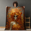 La Catrina Skeleton Day Of The Dead Design Printed Sherpa Fleece Blanket