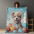 Lovely Dog Paint Splatters Balls Pattern Printed Printed Sherpa Fleece Blanket