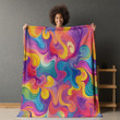 Rainbow Abstract Psychedelic Hippie Texture Design Printed Sherpa Fleece Blanket