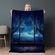 Window Overlooking Starry Night Landscape Design Printed Sherpa Fleece Blanket