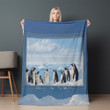 Window Through Group Of Penguins Animal Design Printed Sherpa Fleece Blanket
