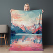 Illustration Of Abstract Mountain Printed Printed Sherpa Fleece Blanket