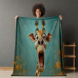 Goofy Expression Giraffe Printed Sherpa Fleece Blanket Animal Design
