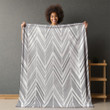 Grey Chevrons On White Background Geometric Design Printed Sherpa Fleece Blanket
