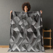 Grayscale Polygons Pattern Printed Sherpa Fleece Blanket Geometric Design