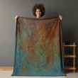 Green And Blue Abstract Rusty Texture Printed Sherpa Fleece Blanket