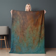 Green And Blue Abstract Rusty Texture Printed Sherpa Fleece Blanket