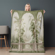 Green Forest Chinoserie Printed Sherpa Fleece Blanket Avignon Floral Design