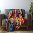 Golden Retrievers Painting Printed Sherpa Fleece Blanket Animal Design