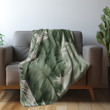 Green And White Tropical Leaves Printed Sherpa Fleece Blanket Tropical Design