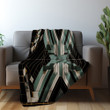 Green And Black Graphic Art Deco Printed Sherpa Fleece Blanket Tile Pattern Design