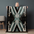 Green And Black Graphic Art Deco Printed Sherpa Fleece Blanket Tile Pattern Design