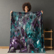 Green Purple And Blue Crystals Forming A Pile Printed Sherpa Fleece Blanket