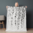 Hanging Eucalyptus Botanical Drawing Printed Sherpa Fleece Blanket Floral Design