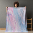 Light Pink And Blue Marble Printed Sherpa Fleece Blanket Texture Design