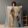 Human And Elephant Printed Sherpa Fleece Blanket Painting Animal Design