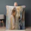 Human And Elephant Printed Sherpa Fleece Blanket Painting Animal Design