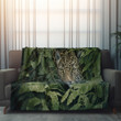 Leopard Hiding In The Jungle Printed Sherpa Fleece Blanket Realistic Painting Animal Hunting Design