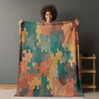 Interlocking Puzzle Pieces Printed Sherpa Fleece Blanket Seamless Pattern Design