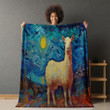 Little Lamb At Night Printed Sherpa Fleece Blanket Animal Design
