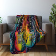 Kaleidoscopic Patterns In Vibrant Rainbow Colors Retro Printed Sherpa Fleece Blanket