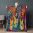 Kaleidoscopic Patterns In Vibrant Rainbow Colors Retro Printed Sherpa Fleece Blanket